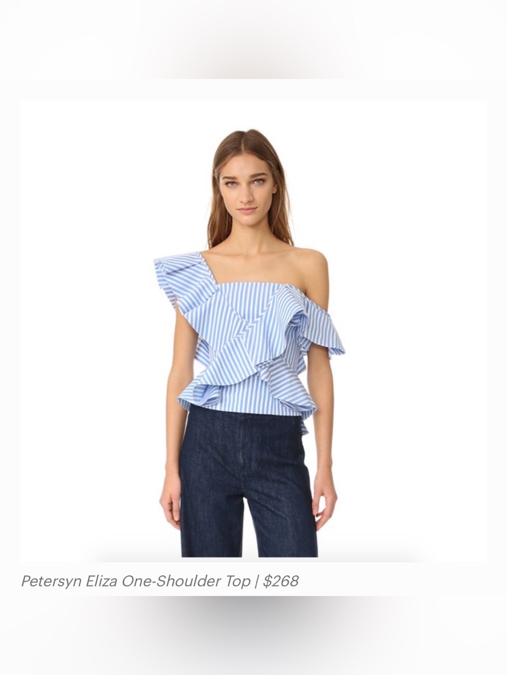 Petersyn Blue and White Ruffle Top